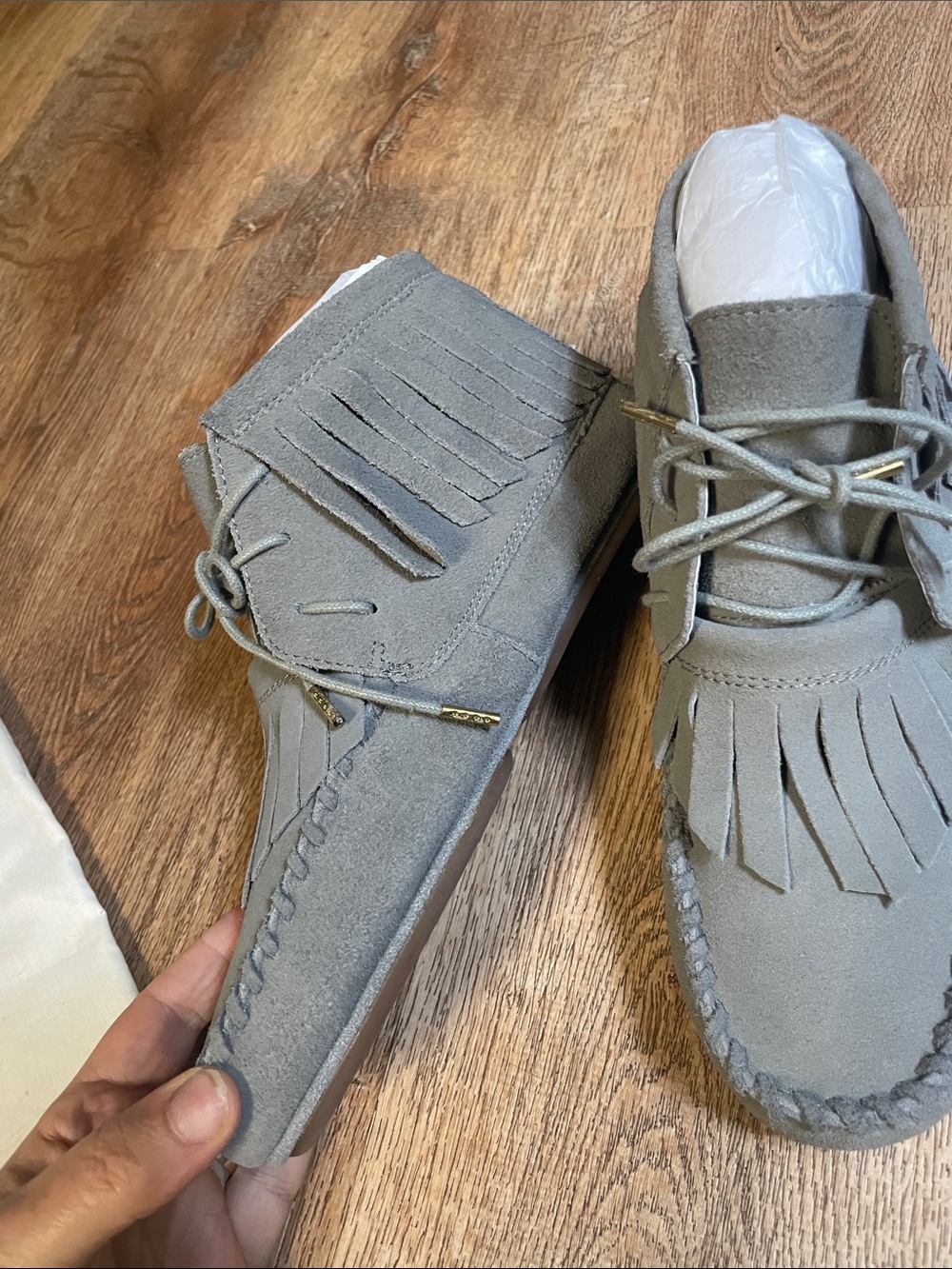 Yosi Samra Gray Suede Fringe Chukka Boots - Picture 4 of 13